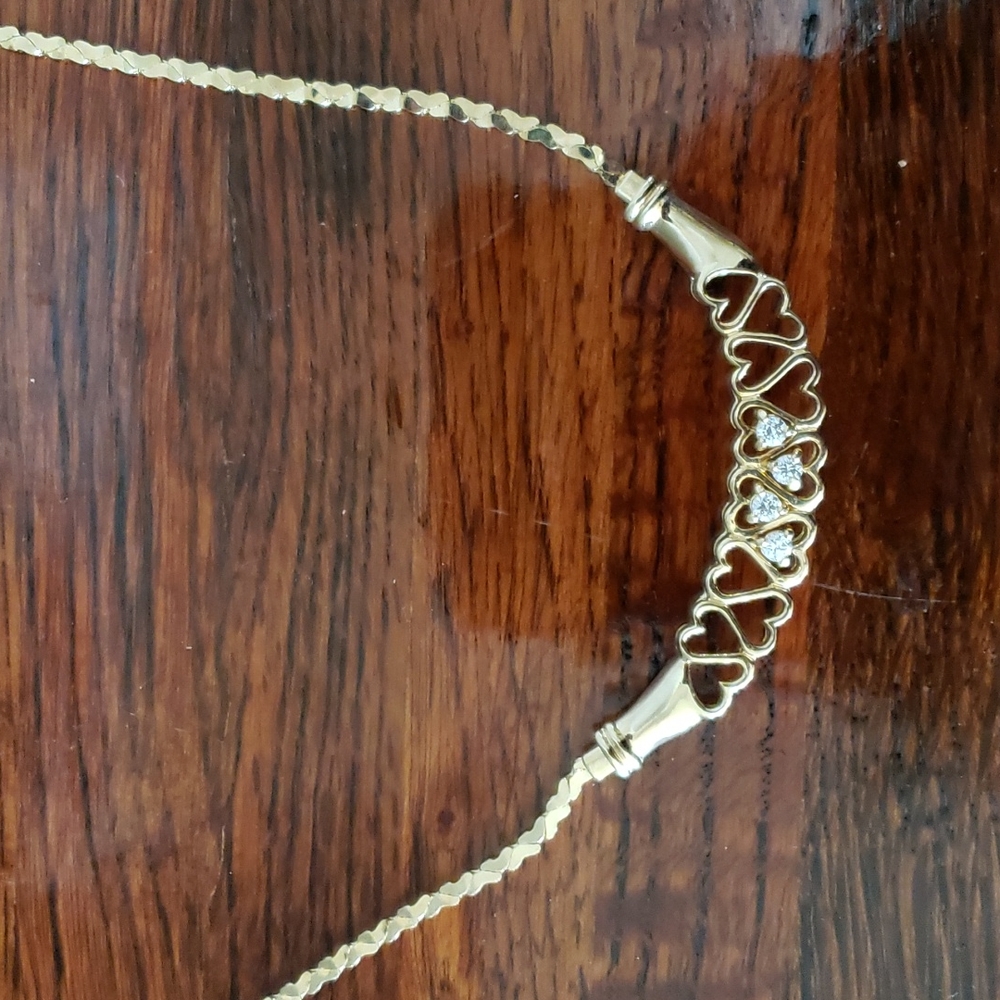 Vintage Rhinestone Heart Necklace